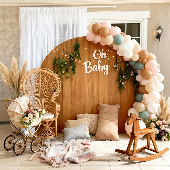 Dusty Green Neutral Balloon Garland Arch Kit, Sage Green Nude Cream Sand White Light Brown Pastel Blush Pink Double Stuffed Balloons for Baby Bridal Shower Wedding Birthday Boho Party Decorations