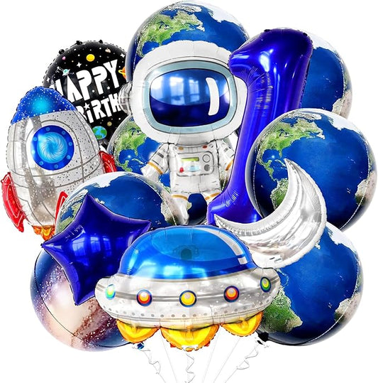 Space Balloons for 1st Birthday Decorations - 22 Pieces 40 Inch | Globe Balloons for Travel Party Decorations, Back To School Decorations | Outer Space Party Decorations for Galaxy Party Decorations