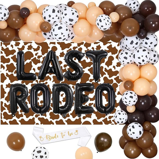Last Rodeo Bachelorette Party Decor Nashville Cowgirl Western Bachelorette Backdrop Western Cowgirl Balloon Garland Arch Bride to Be Sash Diamond Ring Star Balloon for Weeding Bridal Shower