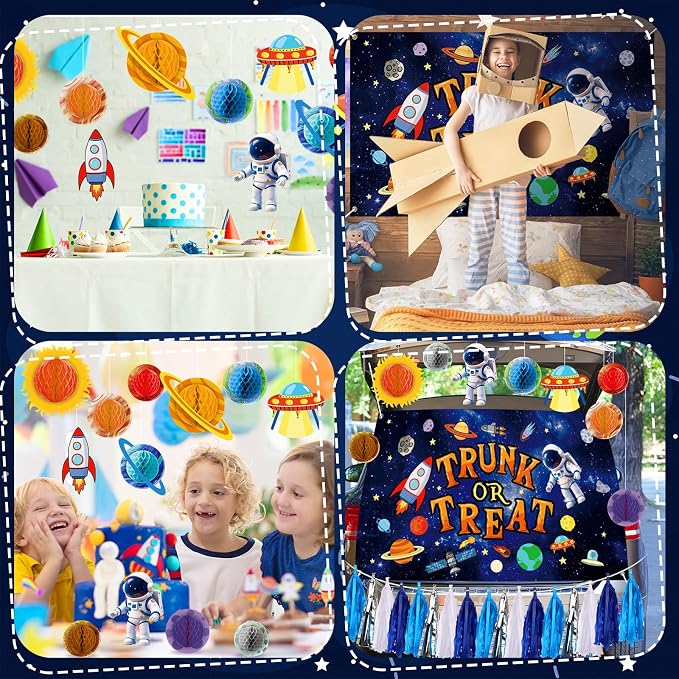 Fanfanwin 33 Pcs Halloween Space Trunk or Treat Car Decoration Kit for SUV Solar Universe Party Favors Decorplanet Lanterns Rocket Astronaut Spaceship Balloon for SUV Garage Archway Indoor Outdoor