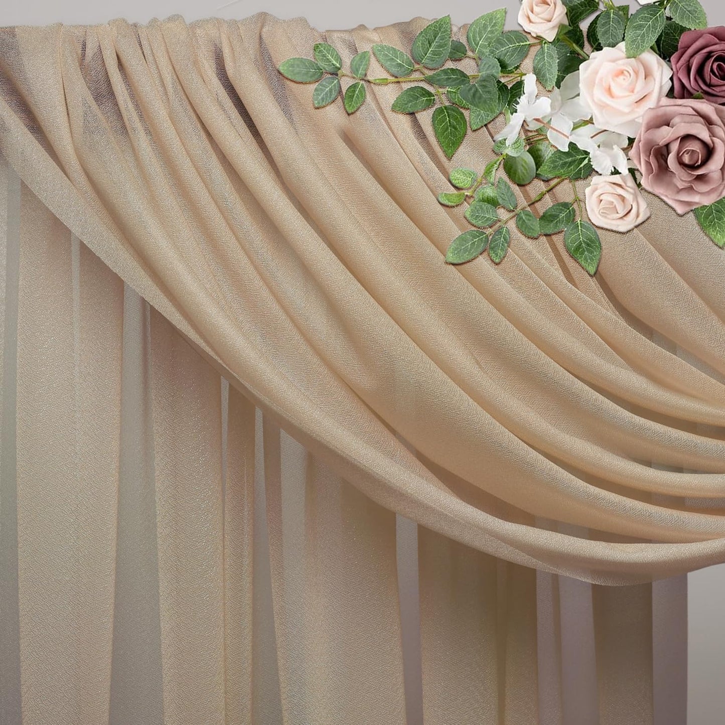 Wedding Arch Draping Fabric 1 Panel 28.7" x 20FT Nude Sheer Chiffon Backdrop Drapes for Wedding Ceremony Birthday Party Bridal Shower Outdoor Decoration