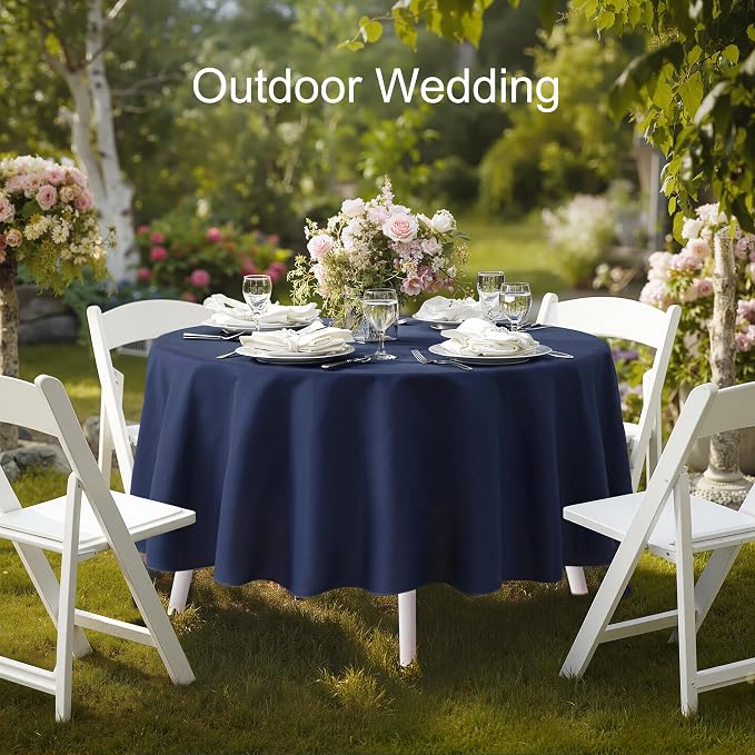joybest 6 Pack Round Tablecloths - 60 Inches in Diameter Navy Blue Table Cloth Fit 20 to 42 Inches Tables, Washable Polyester Fabric Table Cover for Dining, Buffet Party, Wedding