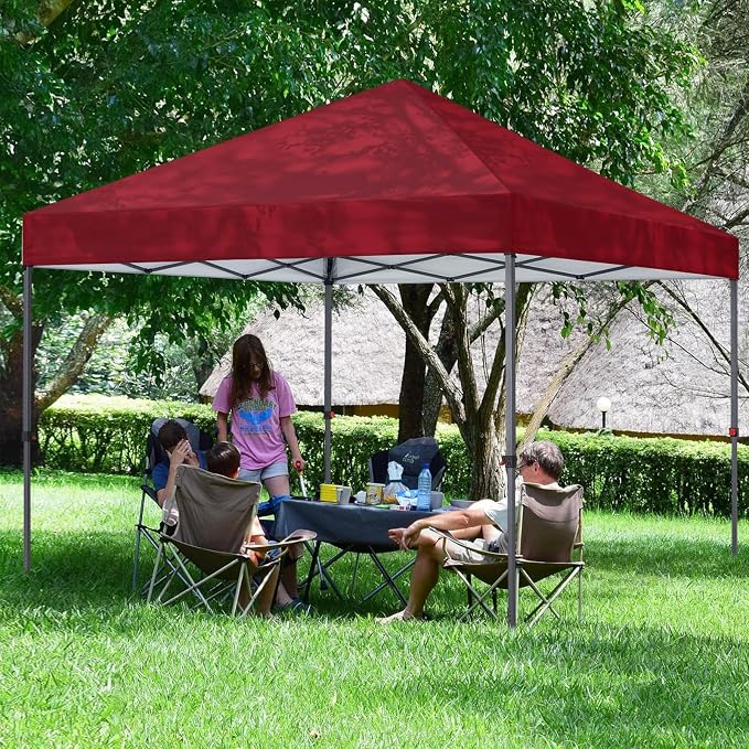 COOSHADE Durable Easy Pop Up Canopy Tent 10x10Ft, Burgundy