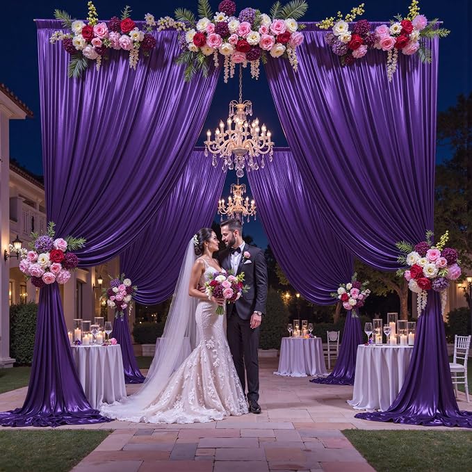 10x10 ft Purple Sequin Backdrop Curtain Panels for Parties, Wrinkle Free Glitter Photo Backdrop Drapes 2 Panels 5x10FT Shimmer Back Drop Cloth for Wedding Birthday Christmas Photography Background