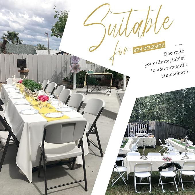 Showgeous 4 Pack Ivory Tablecloths for 8 Foot Rectangle Tables 60 x 126 Inch, 8ft Rectangular Washable Polyester Table Cover for Wedding Party Banquet