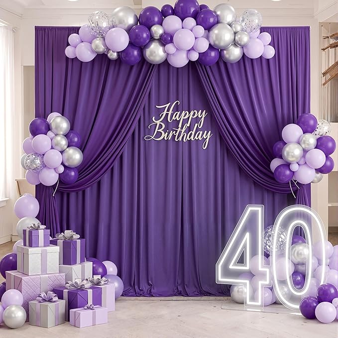20ft x 10ft Wrinkle Free Purple Backdrop Curtains for Parties, Thick Polyester Backdrop Drapes 20x10ft for Mermaid Birthday Background Baby Shower Home Decor
