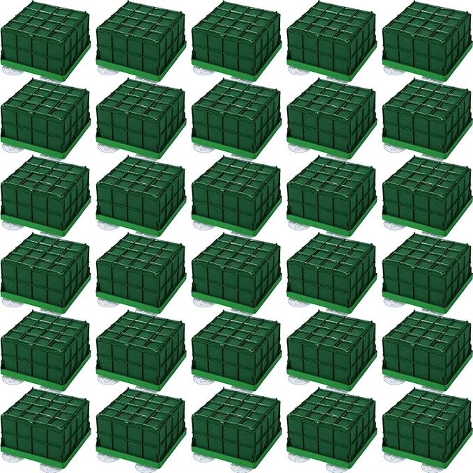 Boao 30 Pieces Floral Foam Cage Rectangle Flower Cage Holders with Floral Foam Flower Arrangement Supplies for Fresh Flowers Wedding Decorations 4.3 x 4.3 x 3.5 Inch