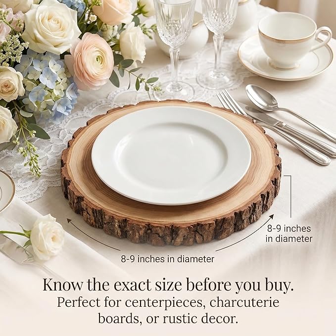 10 PCS 8-9 Inch Large Wood Slices for Centerpieces, with Table Number Holders and Cards, Natural Tree Slices Table Decor for Wedding, Party, Housewarming, Christmas