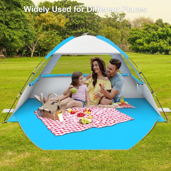 Gorich Beach Tent Sun Shelter for 3/4/6/8/10 Person with UPF 50＋ UV Protection, Lightweight & Easy Setup Beach Shade Canopy, Portable Beach Shade Tent Beach Cabana