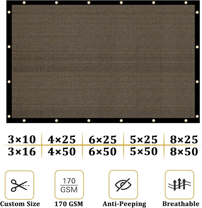 Shade&Beyond 6'x20' Brown Privacy Screen Fence Cover 170 GSM Fencing Mesh Fence Panel for Wall Garden Yard Backyard Indoor Outdoor Home Decoration
