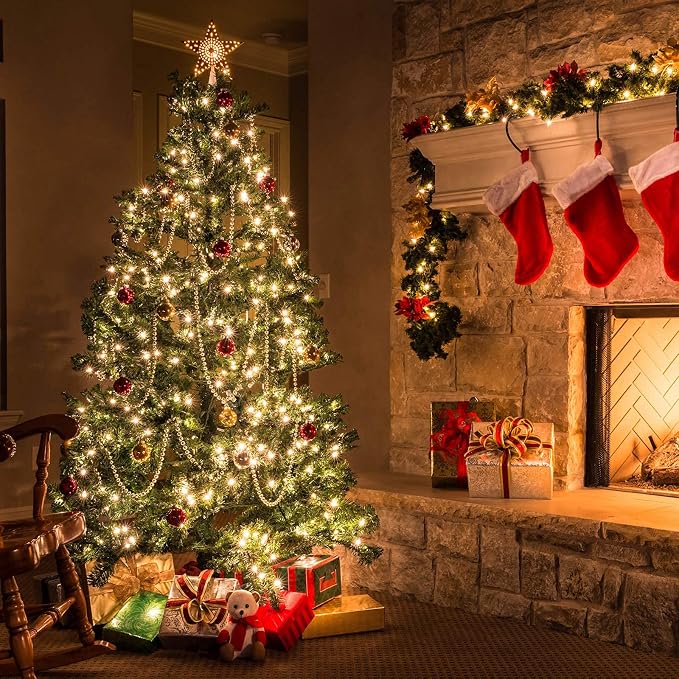 Brightown Battery Operated Christmas Lights 4 Pack 18 Feet 50 LED Clear Mini String Lights with 8 Modes Waterproof Tree Lights for Xmas Outdoor Indoor Holiday Party Garden Decor, Warm White