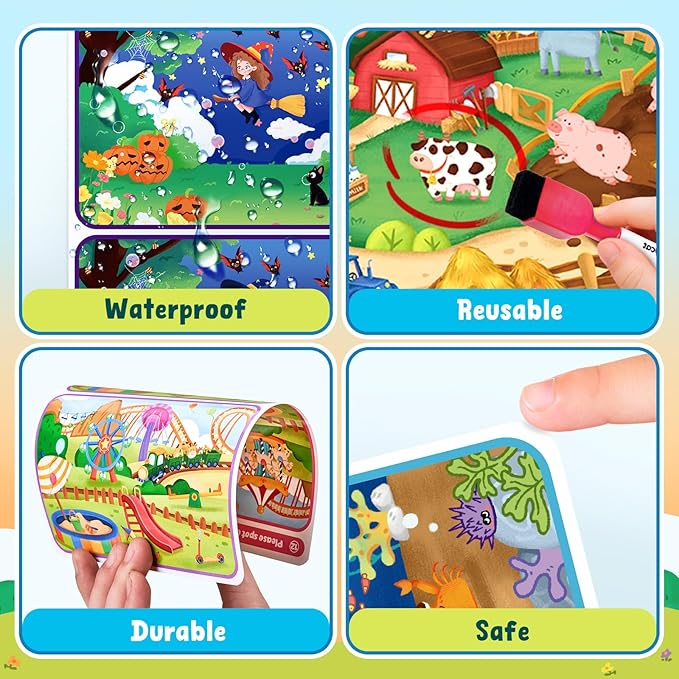 JoyCat 24 Pack Spot the Difference Game Cards for Kids, Reusable Dry Erase Party Favors, Classroom Prizes, Goodie Bag Stuffers & Birthday Return Gifts for Ages 4-8
