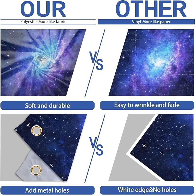 Galaxy Stars Backdrop 12x8 FT Outer Space Birthday Starry Night Sky Backdrops Decorations Universe Space Photography Background Kids Space Party Decor Banner Photo Booth Props