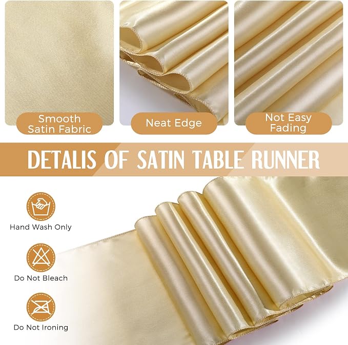 Tudomro 12 Pieces White and Gold Disposable Plastic Tablecloths and Satin Table Runner Set 54x108 Inch Tablecloth 12x108 Inch Table Runners for New Year Wedding Birthday Baby Shower Graduation