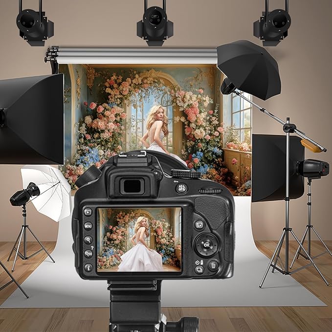 Baocicco 7x5ft Flower Wall Backdrop Photography European Style Oil Painting Floral Wedding Background Women Girls Lady Birthday Party Decorations Wedding Bridal Shower Banner Supplies Props Video