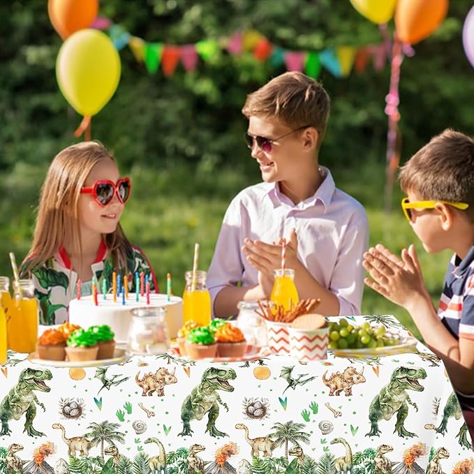 206 Pcs Dinosaur 2nd Birthday Party Supplies, Green Dino Two Rex Birthday Decorations, 20 Serves Include Paper Plates, Cups, Napkins, Tablecloth, Cake Topper, Swirls, Banner, Balloons for Boys