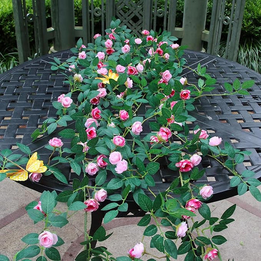 4PCS x 6FT Bendable Rose Vine Hanging Flower Garland Wildflower Floral Garland for Wall Decor Trellis Fence Home Room Decoration (Pink, 4pcs)