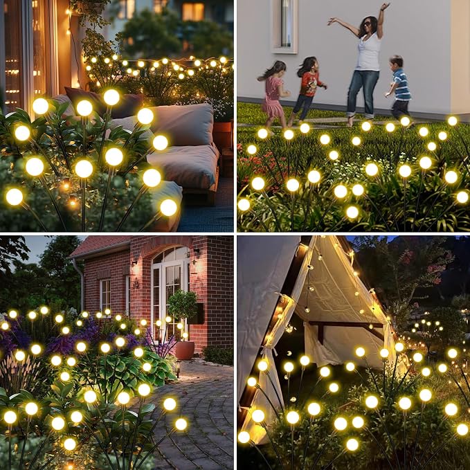 ZFNN Solar Lights Outdoor Garden – 6 Pack 36 LEDs Solar Firefly Lights, Swaying Lights Waterproof, Solar Decorations for Yard Patio Pathway Lawn Gardening Gifts - 6 Pack