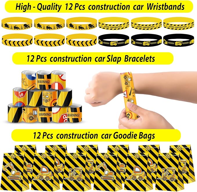 PLOUGVI 232PCS Construction Birthday Party Supplies Decorations Favors, Construction Theme Toys for Goodie Bag Stuffer, Pinata Filler Gifts