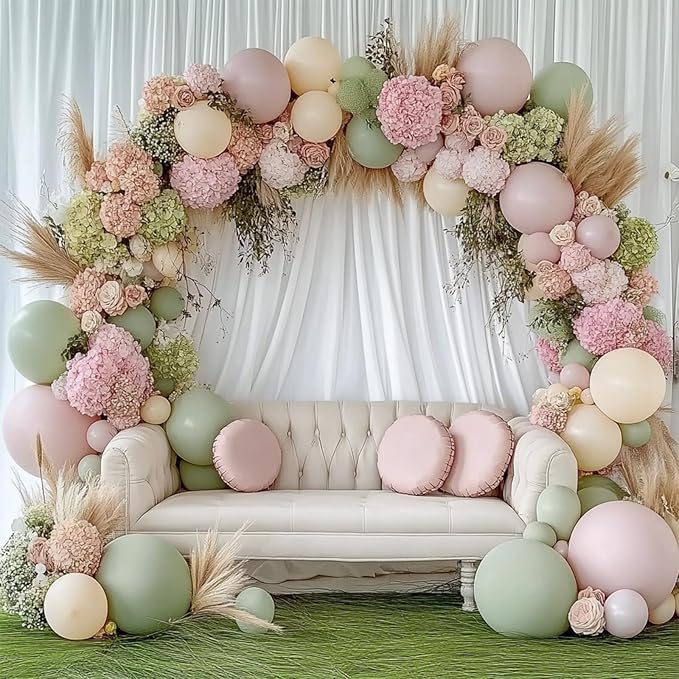 108Pcs Pink Double Stuffed Balloons Different Size, 18/12/10/5 inch Pastel Light Pink Balloons Garland Arch kit for Baby Shower Birthday Bridal Wedding Princess Party Decoration