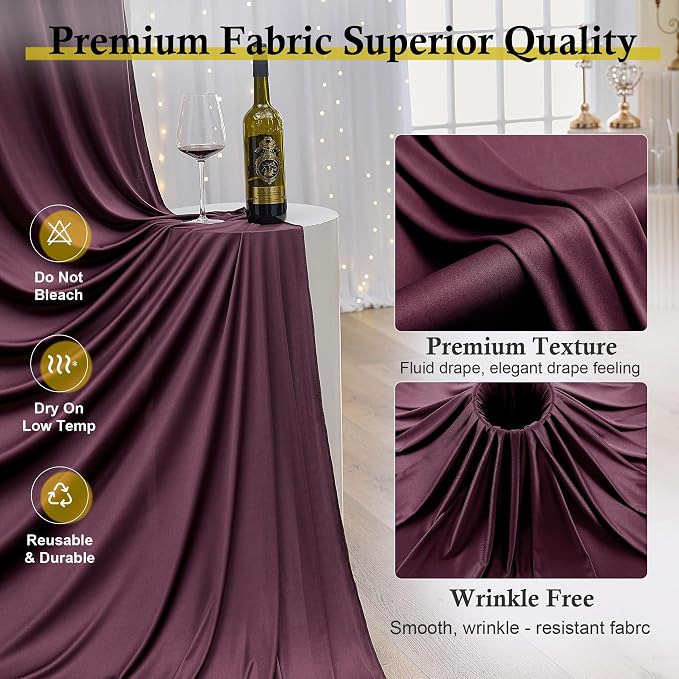 20ft x 15ft Burgundy Backdrop Curtains for Wedding Parties, 4 Panels Extra Long Wrinkle Free Fabric Drapes Photo Backdrop for Baby Shower Birthday Stage Reception Lobby Decoration