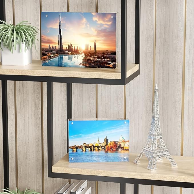Mini Picture Frame 5x7 inch Clear Acrylic Magnetic Photo Business Card Frame 20mm Thick Double Sided Wallet Size Desktop Display Frames for Office Home Decor Photos Cards (5"x 7", 1pcs)