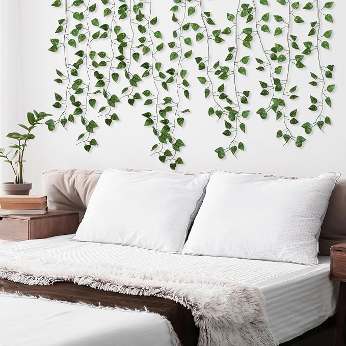 CEWOR 36 Pack 252ft Artificial Ivy Greenery Garland, Fake Vines Hanging Plants Backdrop for Room Bedroom Wall Decor, Green Leaves for Jungle Theme Party Wedding Decoration