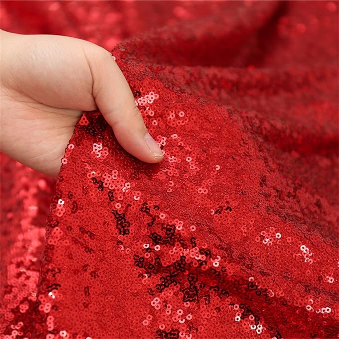 Eternal Beauty Red Sequin Backdrop, 6x6 Ft Glitter Background Curtains for Mother's Day Christmas Shimmer Photography Party Wedding Birthday Back Drop Decor