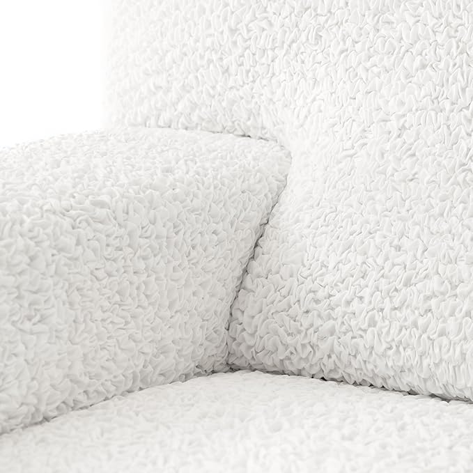 PAULATO BY GA.I.CO. Office & Gaming Chair Slipcover - Stretch Computer Desk Chair Cover with Zipper - Fabric Slipcovers - 1-Piece Form Fit Cover - Microfibra Collection - Crisp White (Office Chairs)