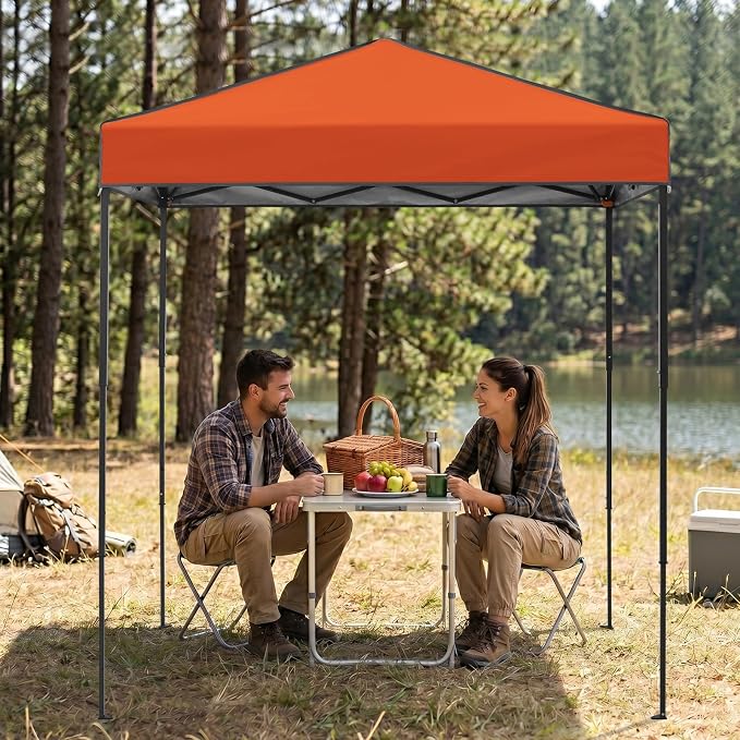 EAGLE PEAK 6x4 Instant Pop Up Canopy Tent, Straight Leg Sun Shelter, Portable Canopy with Carry Bag for Camping, Beach & Sports, Orange