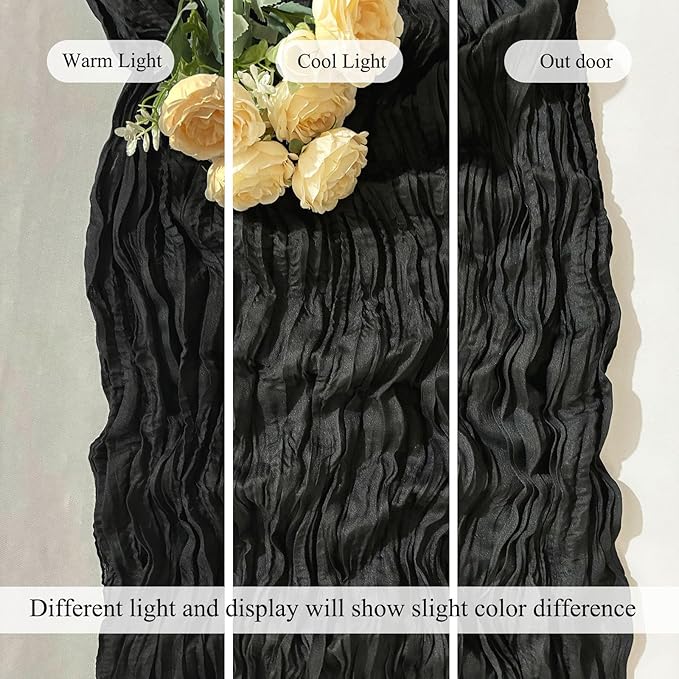 20Pack Black Cheesecloth Table Runner 10Ft Gauze Table Runner Black Cheese Cloth Table Runners Long Sheer Fabric Tablerunners for Wedding Party Bridal Shower Thanksgiving Christmas