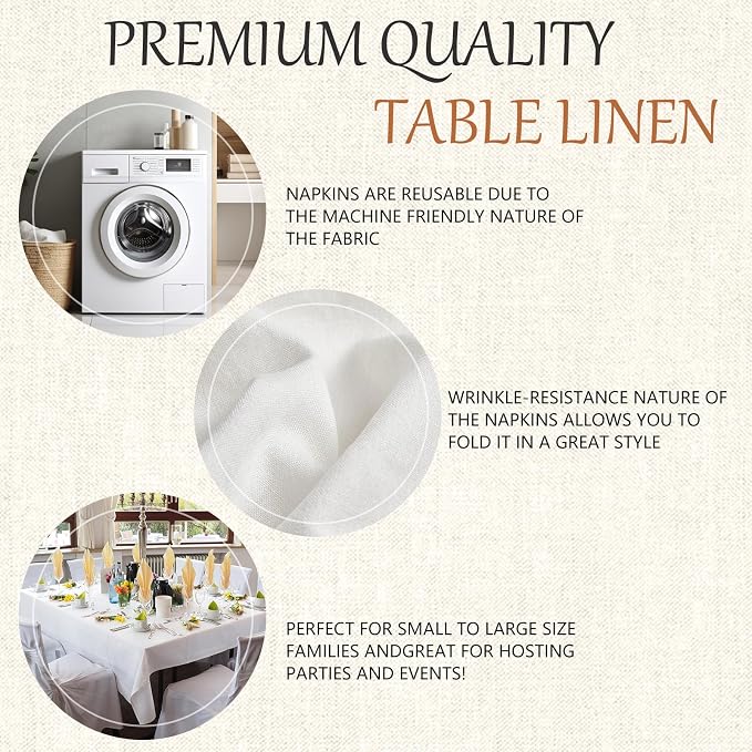 70x120 Table Cloth - 6 Pack Rectangular White Washable Stain and Wrinkle Resistant Polyester Table Cover for Dining Tables, Various Parties and Camping (White)