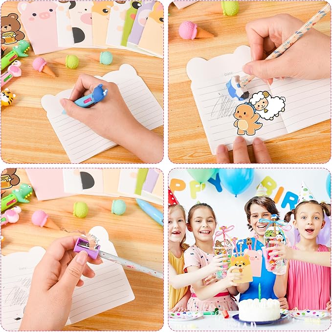 LiYiQ 247-Piece Stationery Set for Student Rewards, Pencil Erasers Notebook Stickers for Classroom Party Goodie Bags and Prizes