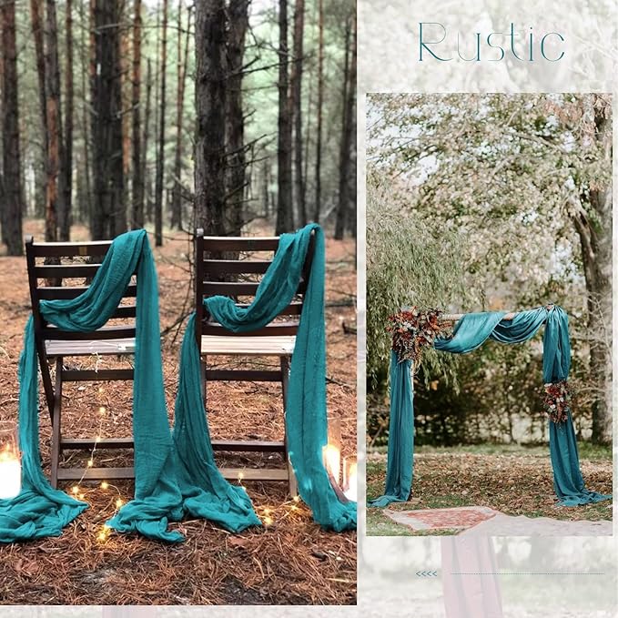 20 Pack Teal Table Runner 10Ft Cheesecloth Table Runner Boho Gauze Table Runners Romantic Long Turquoise Cheese Cloth Table Runners for Wedding Party Bridal Shower
