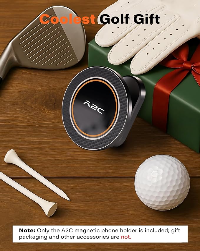 A2C Alloy Magnetic Golf Cart Phone Holder for MagSafe iPhone Golf Gifts Men | Unique Golf Gift for Golfers Dad Him Father Husband Ladies, Golf Accessories Essentials Gadgets Fits EZGO, Club Car, Yamaha