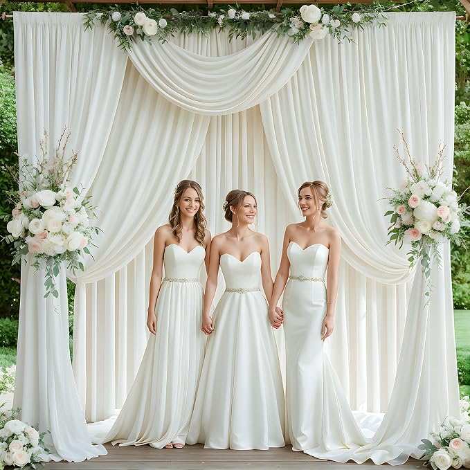 40ftx14ft Ivory Backdrop Curtains for Wedding-Wrinkle Free Backdrops Curtain Drapes Fabric Decorations Photo Back Drop Cloth for Baby Shower Photography Stage Reception 8Panels 14ft(H) x 5ft(W)