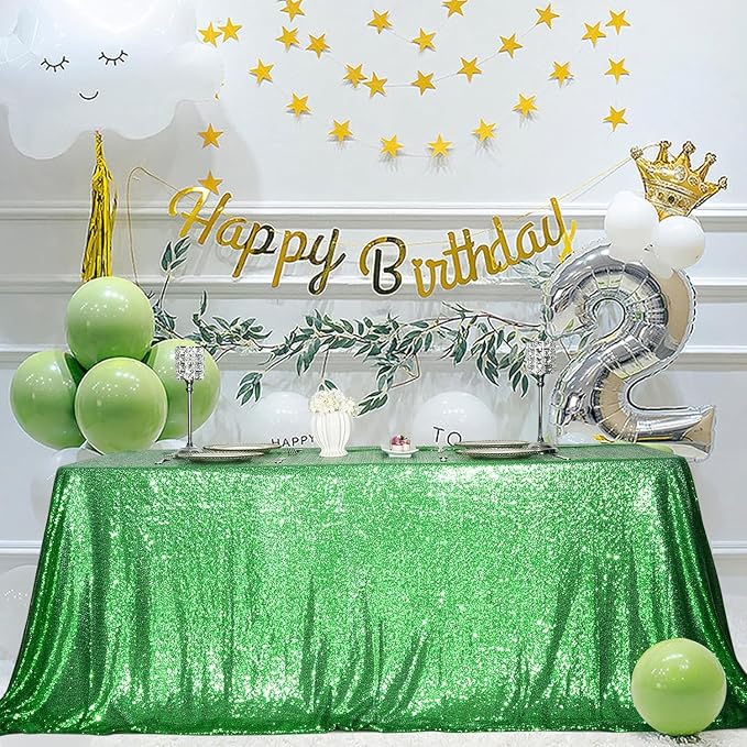 Juya Delight Green Sequin Tablecloth Rectangular‌ 50" x 80" Sparkly Glitter Table Cloth for Wedding Birthday Party Festival Ceremony Halloween Cake Dessert Table Decoration