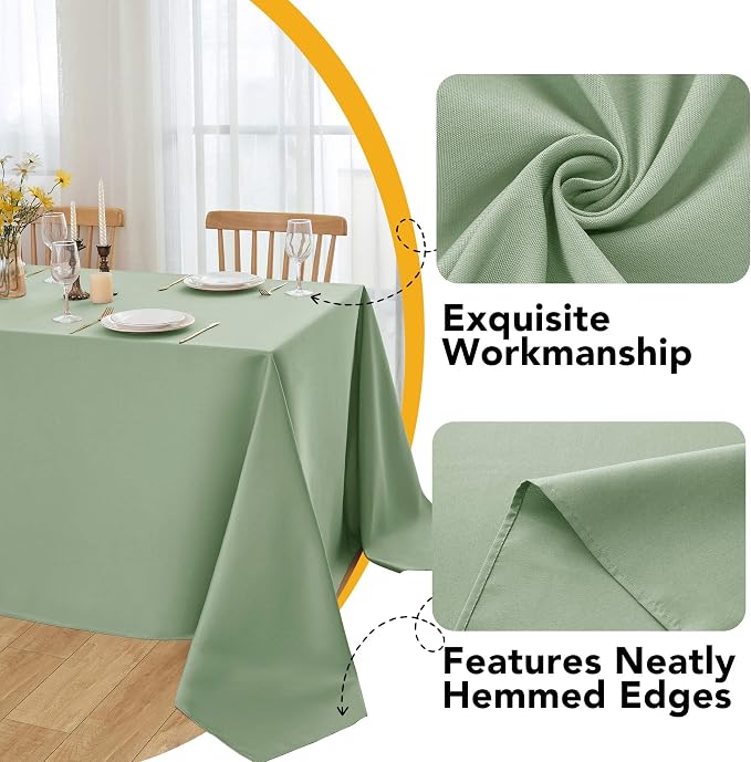 10-Pack Sage Green Tablecloths for Rectangle Tables, 70 x 120 Inches, Stain-Resistant Polyester Fabric for 6 Foot Tables - Washable Table Covers for Weddings, Birthday Parties, Events
