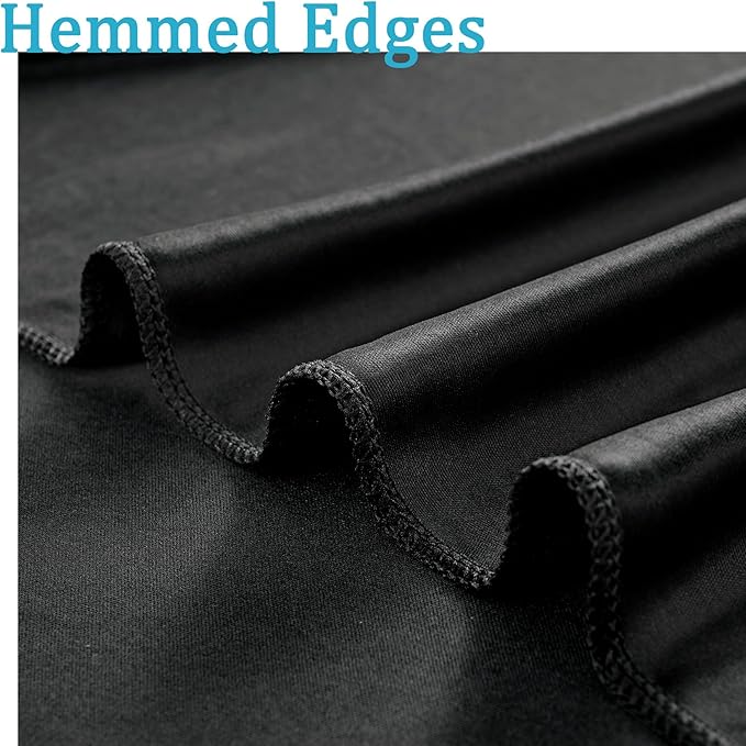 Black Backdrop Curtain for Parties, 10 Panels Wrinkle Free Polyester Photo Backdrop Drapes for Weddings Birthday Anniversary Graduation Stage Photography Background Curtains Bulk, 50 ft x 10 ft