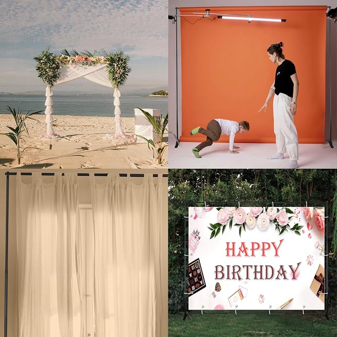 QKA10x8 FT(WxH) Heavy Duty Backdrop Banner Stand with Adjustable Telescopic Tube,Step and Repeat Stand for Parties, Photo Booths, Exhibit Events (Carrying Bag Included)
