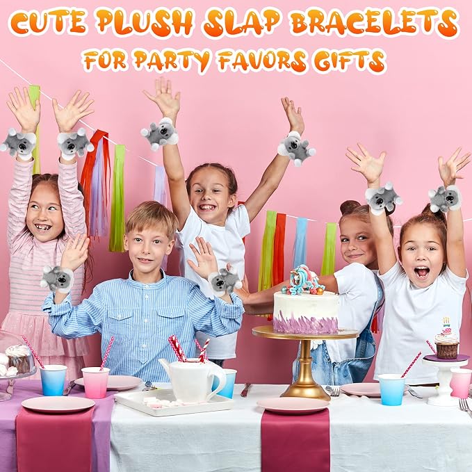 Lenwen 8 Pcs Stuffed Koala Animals Slap Bracelets for Kids 8.66 Inch Back to School Plush Animal Bracelets Adopt a Koala Bear Party Favors Wrist Slap Snap Band Toy for Boys Girls Birthday Gifts