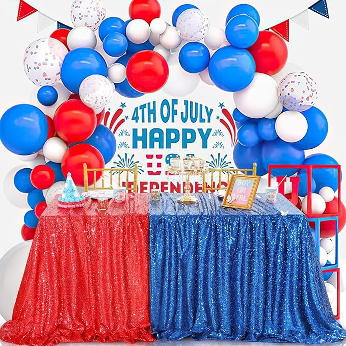 Tablelcoth Royal Blue Birthday Decorations- Sequin Tablecloth 50x80 Inch Square for Party Baby Shower Anniversaries Decorations