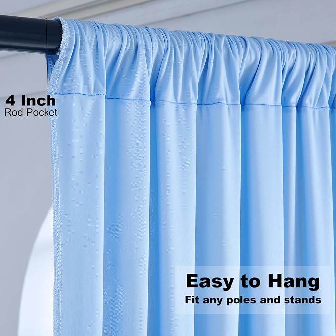 40ft x 10ft Wrinkle Free Baby Blue Backdrop Curtain for Boy Birthday Party,8 Panels 5×10ft Soft Silky Polyester Blue Photo Backdrop Drapes for Baby Shower Gender Reveal Wedding Photography