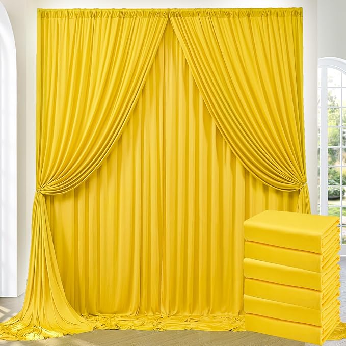 30ft x 10ft Wrinkle Free Yellow Backdrop Curtains for Parties, Thick Polyester Lemon Backdrop Drapes for Birthday Party Wedding Photography Background Baby Shower