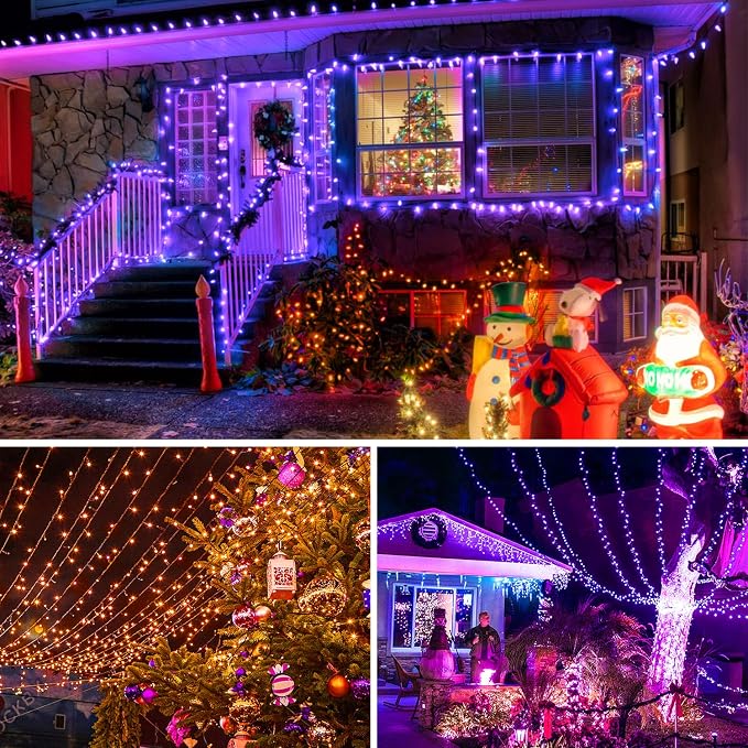JMEXSUSS 250 LED Orange to Purple Christmas String Lights Indoor Outdoor Waterproof for Garden Patio Party Halloween Christmas Decorations