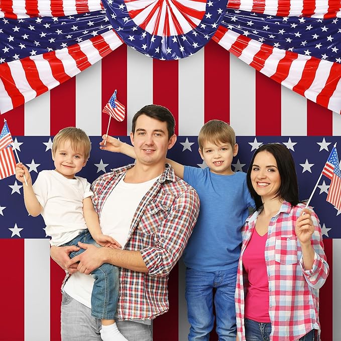 Kochorie 100 Ft x 54 Inch 4th of July Tablecloth Roll in Slide Cutter Box Disposable Plastic Table Cloths Cut to Size Independence Day Backdrop for Memorial Day Veterans Day Party Supplies