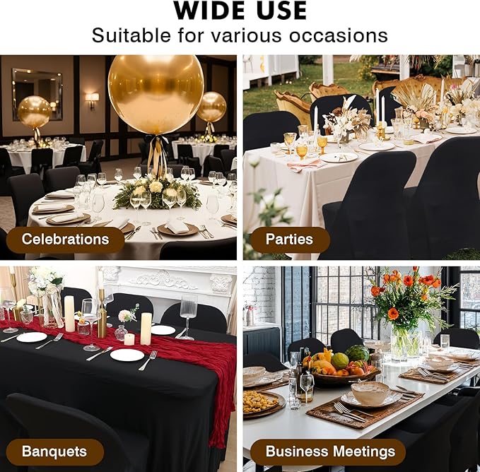 Fixwal 36 Pcs Black Folding Chair Cover, Spandex Stretch Covers Ideal for Wedding, Party, Dining, Business Meeting, Banquet, Universal Fitted Washable Slipcover