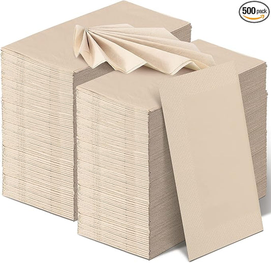 WILLBOND 500 Count Disposable Paper Napkins Bulk Bamboo Paper Towels Disposable Hand Towels for Bathroom Eco Unbleached Brown Dinner Napkins