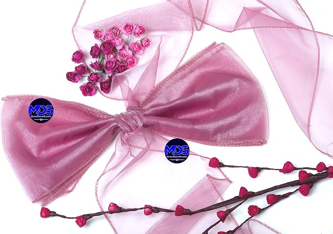 MDS® Pack of 300 Organza Chair Sashes for Wedding Decoration, Reusable Sheer Chair Bows for Banquet Chair Cover, Reception, Bridal Shower, Baby Shower, Birthday Party & Special Events - Dusty Pink