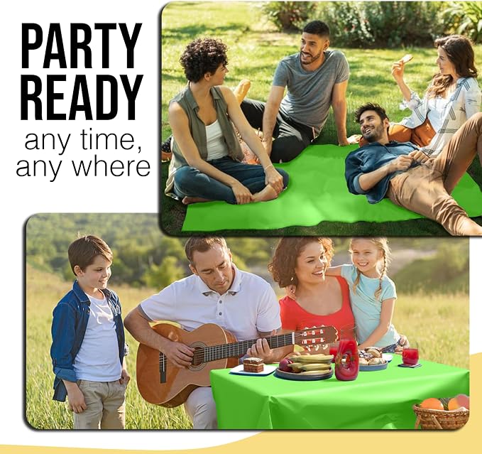 Party Solids 66% Thicker Premium Lime Green Plastic Table Cover Roll 40" X 100' Table Cloth Plastic Cover Roll Quality Thick Banquet Rolls Disposable Tablecloth Rolls Strong American Based Company